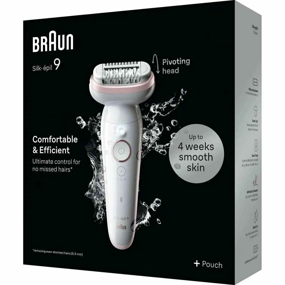 Эпилятор Braun SES9-000, 40 пинцетов, массажные ролики, водонепроницаемый, 50 мин. работы