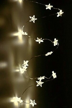 Гирлянда микро звёздочки 40 тёплых белых mini LED-огней 2 м серебристый провод батарейки Koopman International AX9715410/AX8715410