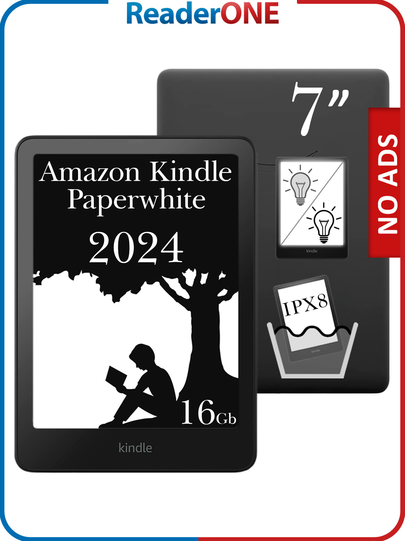 Электронная книга Amazon Kindle PaperWhite 12 2024 16Gb Black, версия без рекламы