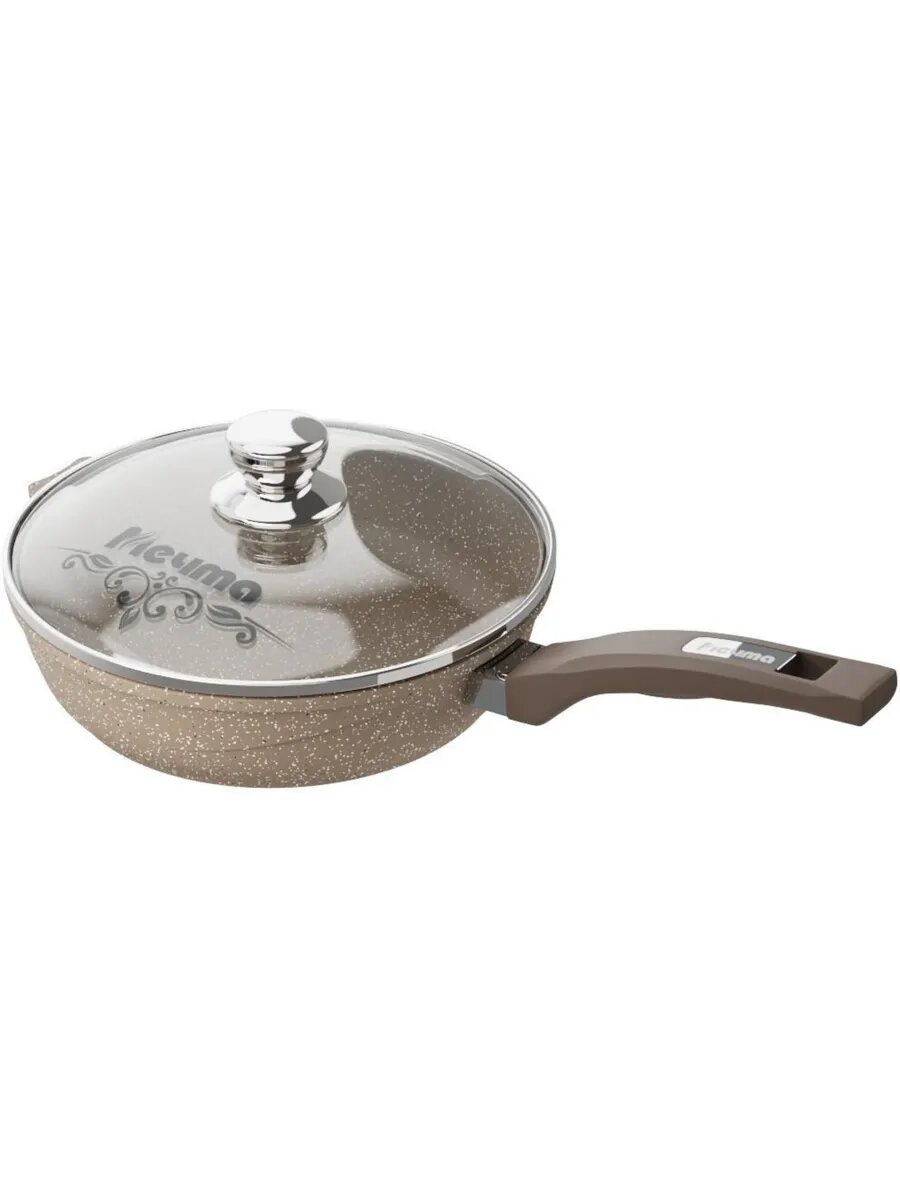 Сковорода с крышкой с28806 литая 28см несъемн. ручка