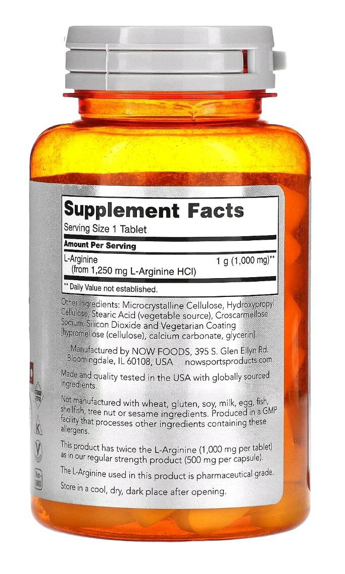L-аргинин 1000 мг | Для роста мышц | 60 таблеток — фото 1