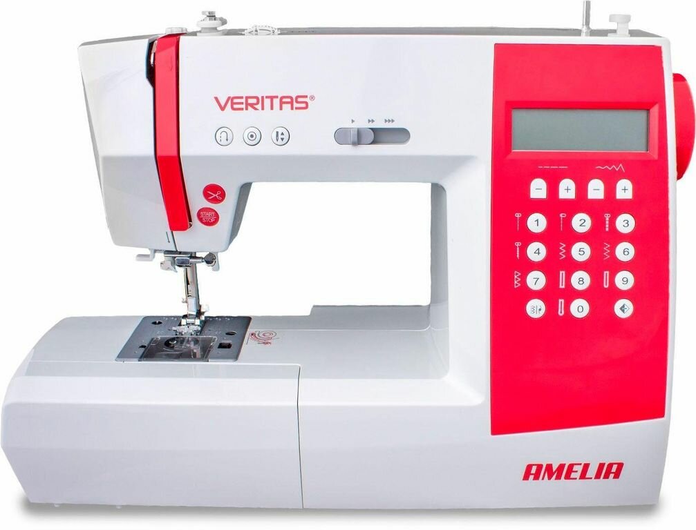 Компьютерной швейной машиной VERITAS Amelia выполняет 90 швейных операций: рабочие, трикотажные, оверлочные, потайные и декоративные строчки, 7 видов автомат петли. Производитель VERITAS. челнок горизонтальный Вес брутто, кг: 8,1 Производство Вьетнам