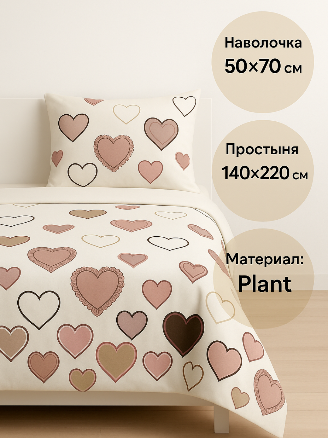 Постельное белье, 140x220 см, комплект, с простынью и наволочкой