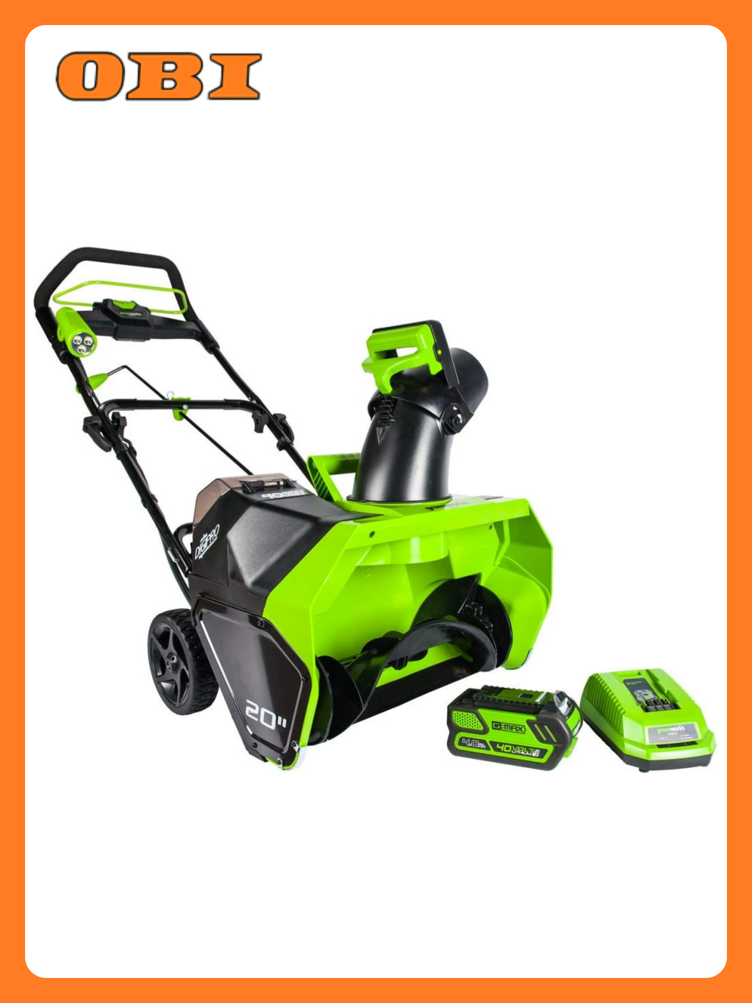 Снегоуборщик аккумуляторный Greenworks GD40STK4 2600607 АКБ 4Ач и ЗУ