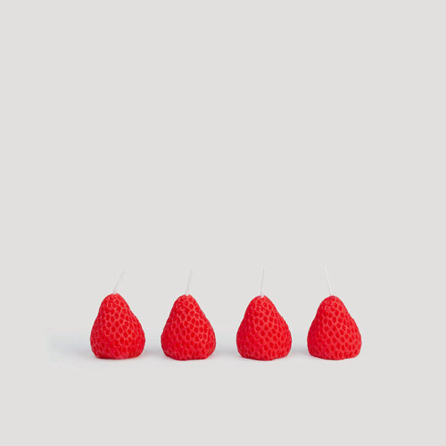 Изображение товара Свеча ароматическая, 3х2 см, 4 шт, красная, Strawberry juice, Клубника, Fruit shape