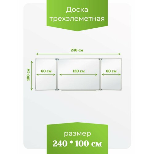 фото Доска трёхэлементная магнитная полимерная, мелмар, 2400х1000 мм, (маркерная)
