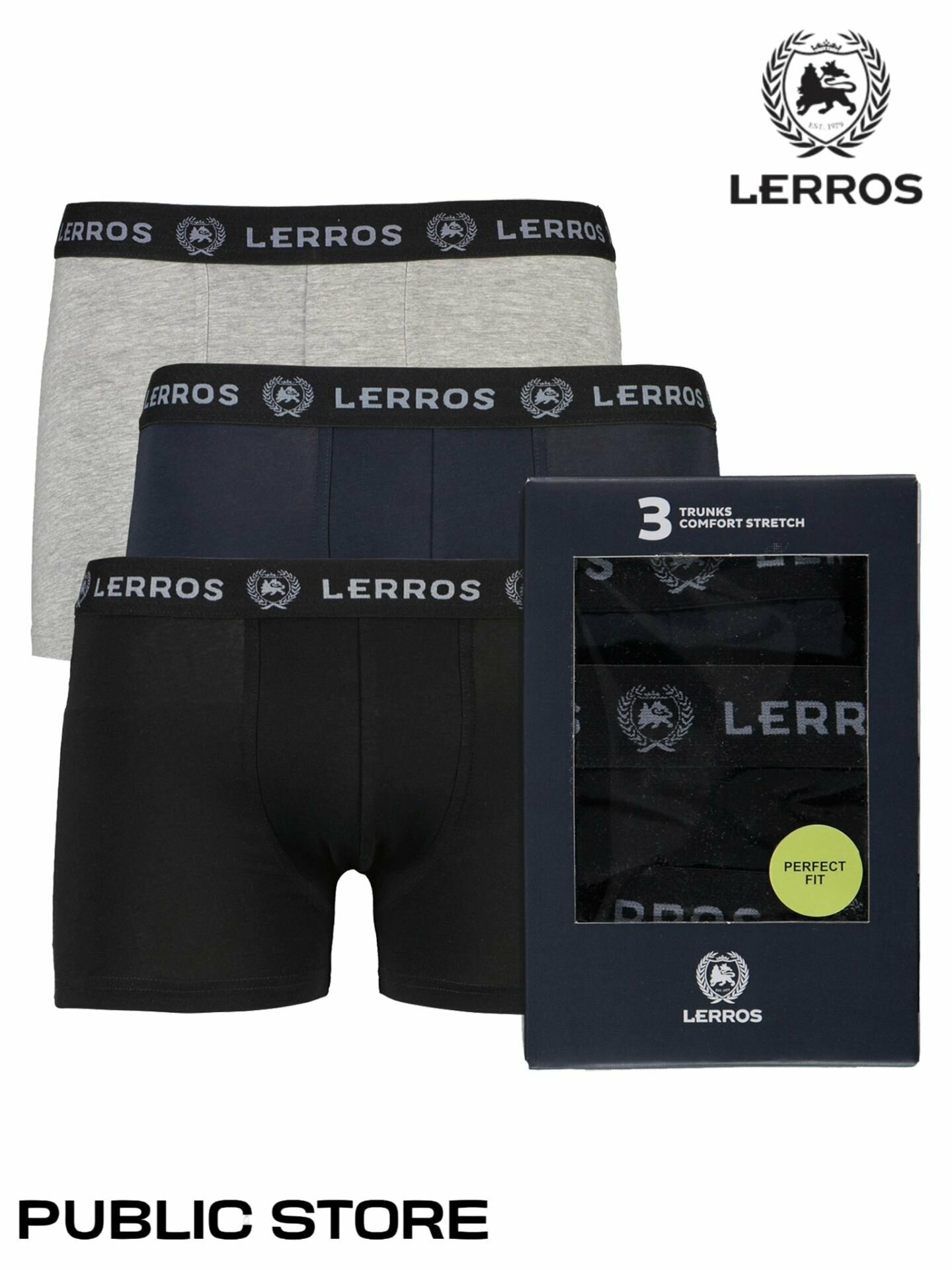 Трусы LERROS, размер XL, серый/синий/черный