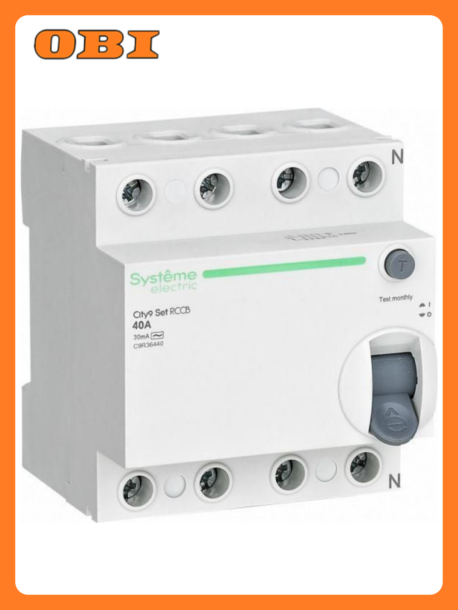 Выключатель дифференциального тока (УЗО) 4п 40А 30мА тип AC City9 Set 400В SE C9R36440
