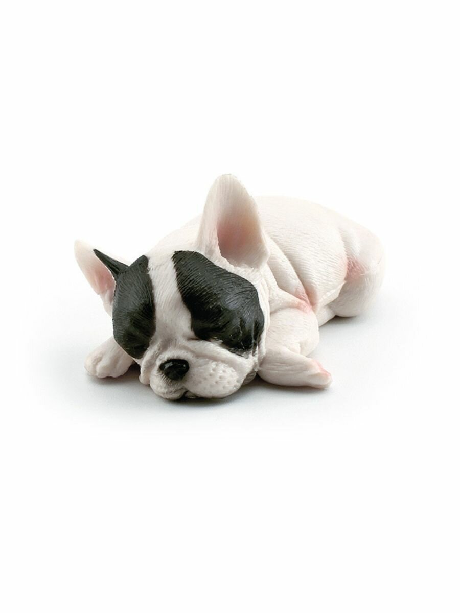 Фигурка собака Бульдог щенок спящий черно-белый — фото 1