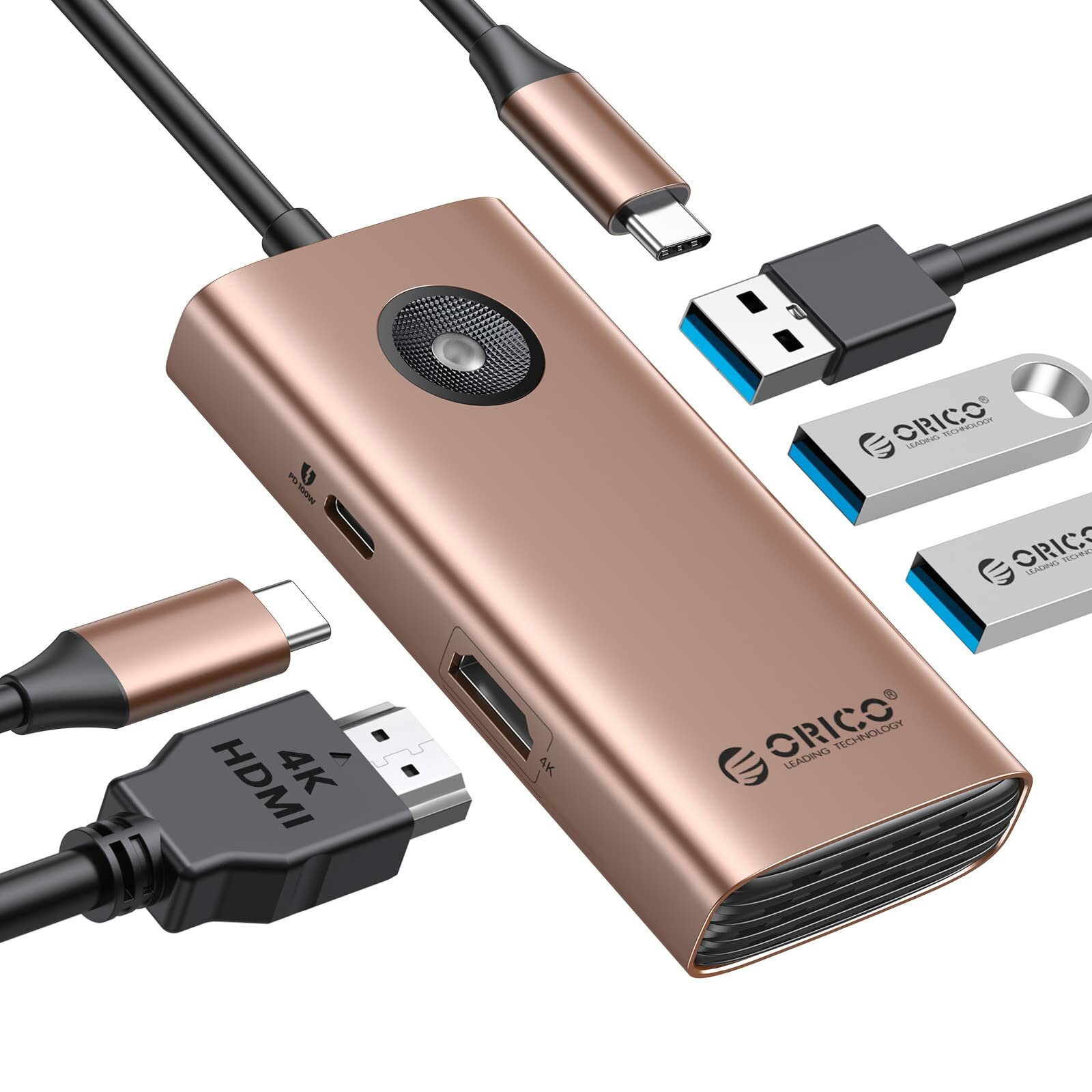 Док-станция Orico PW11-5P 6-в-1, для MAC/Windows, Ethernet RJ-45 5Гбит, HDMI, USB 2.0/3.0