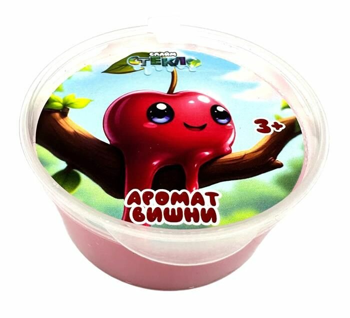 Лизун слайм Новая химия "Стекло" вишнёвый, вес 50 г, баночка (00-00512552)