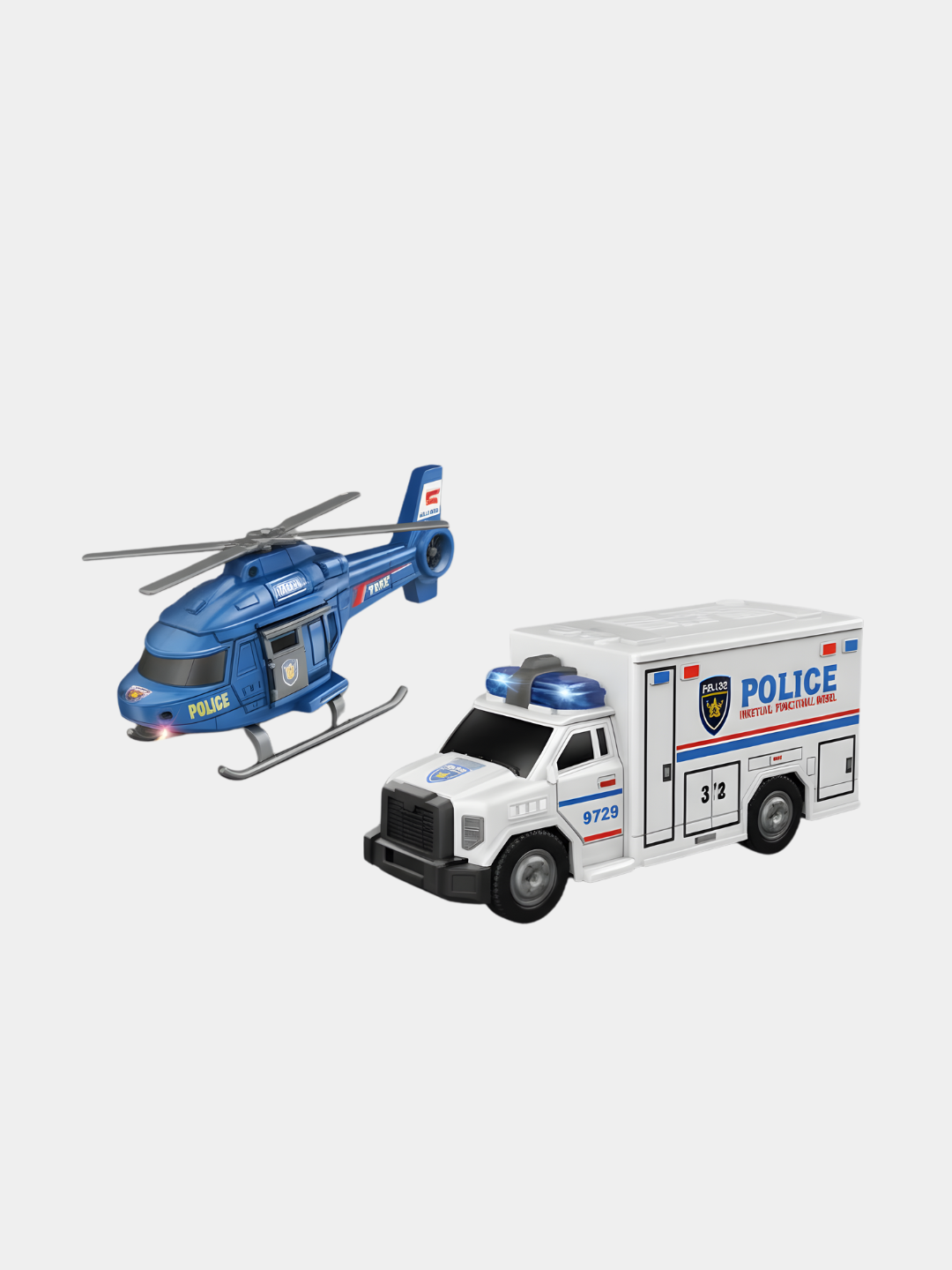 Набор машин, служебный транспорт, полицейская машина, вертолет, набор 2 шт — фото 1