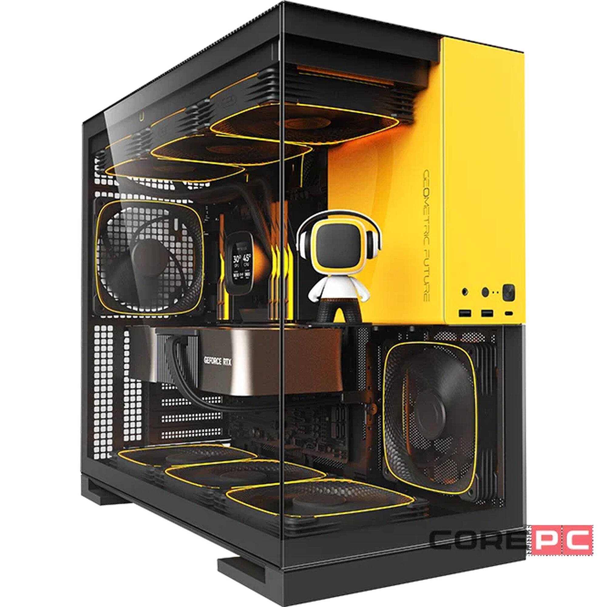 Корпус Midi-Tower Geometric Future Model 5, ARGB, E-ATX, черный/желтый (1AM5WKBY01100)