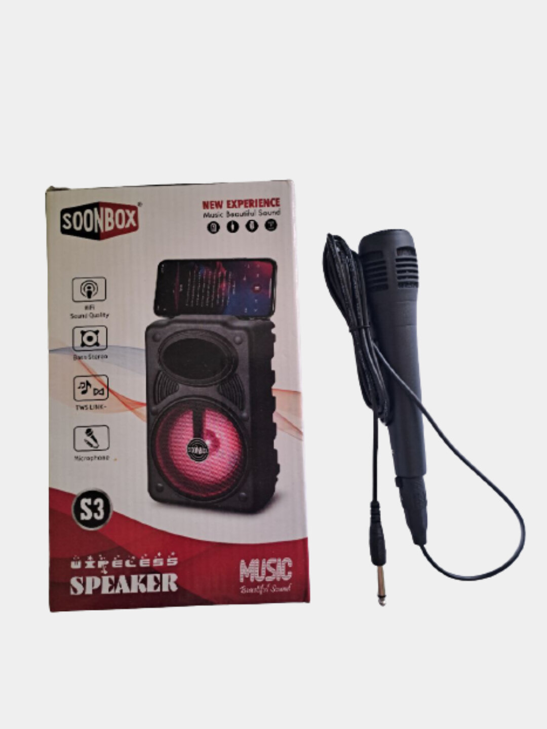 Bluetooth колонка SOONBOX S3 с микрофоном, мощный звук, беспроводная система