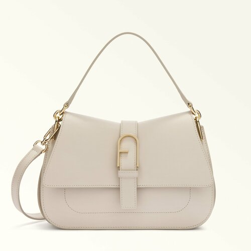фото Сумка кросс-боди furla furla flow m top handle, фактура гладкая, белый
