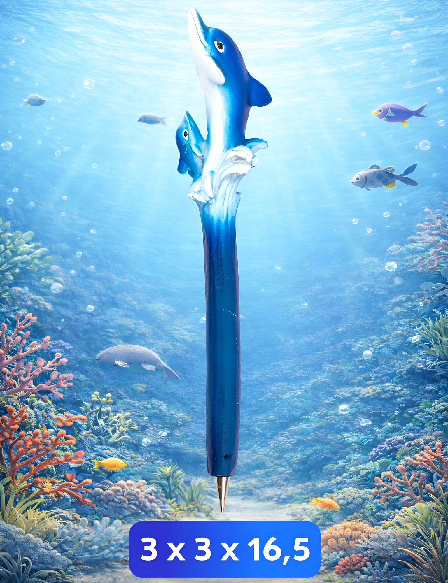Ручка шариковая "Дельфин" объемная, фигурная, стержень шариковый синий, подарок девочке, мальчику на 23 февраля — фото 1