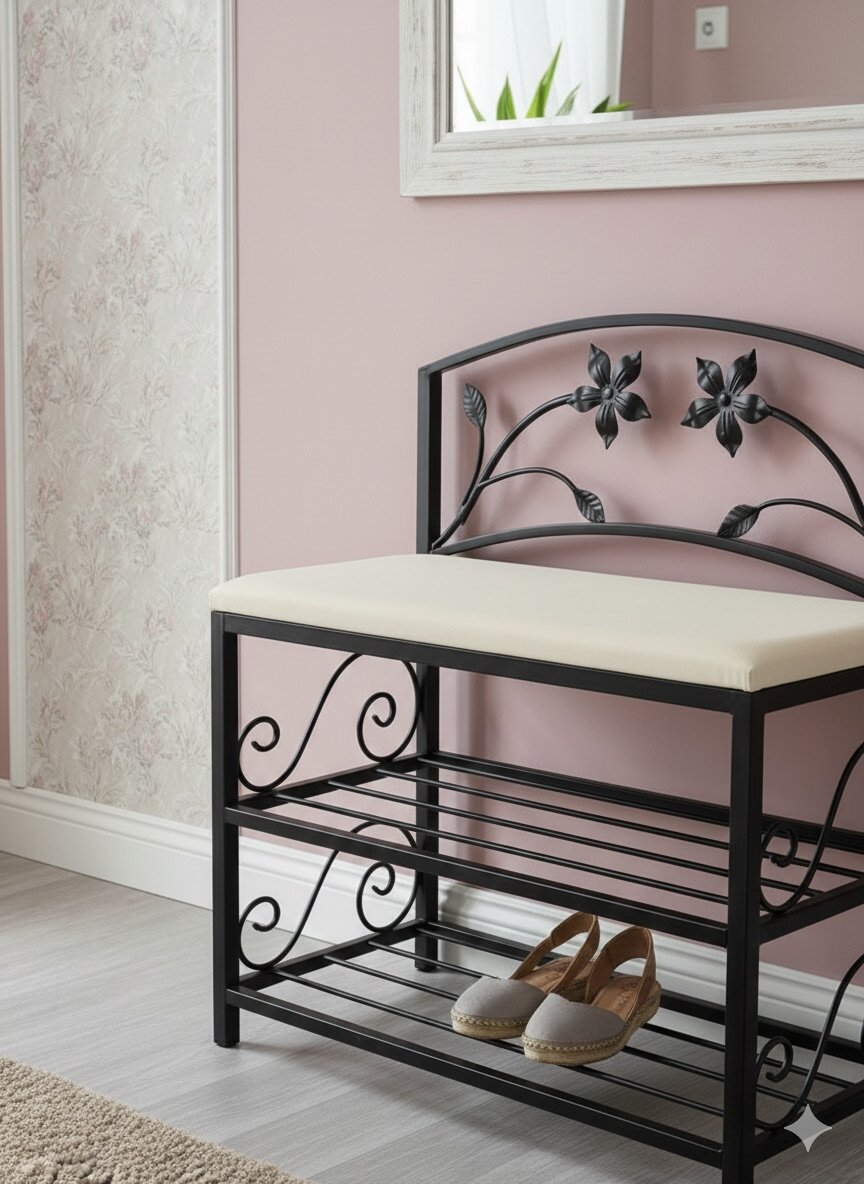 Кованая банкетка №04, Студия кованой мебели Нива, цвет слоновая кость — фото 1