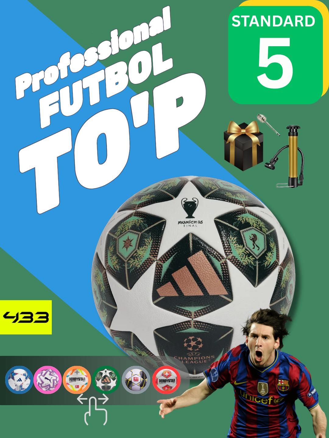 Футбольный мяч с насосом и аксессуарами / Nasos va aksessuarlar bilan futbol to‘pi