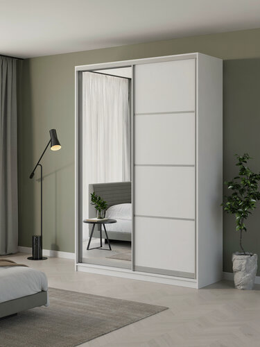 Изображение товара Шкаф купе Матэрна белый + зеркало 150х58х240 см