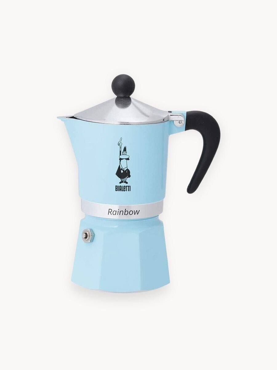 Гейзерная кофеварка Bialetti Rainbow (3 чашки) 5042 голубая