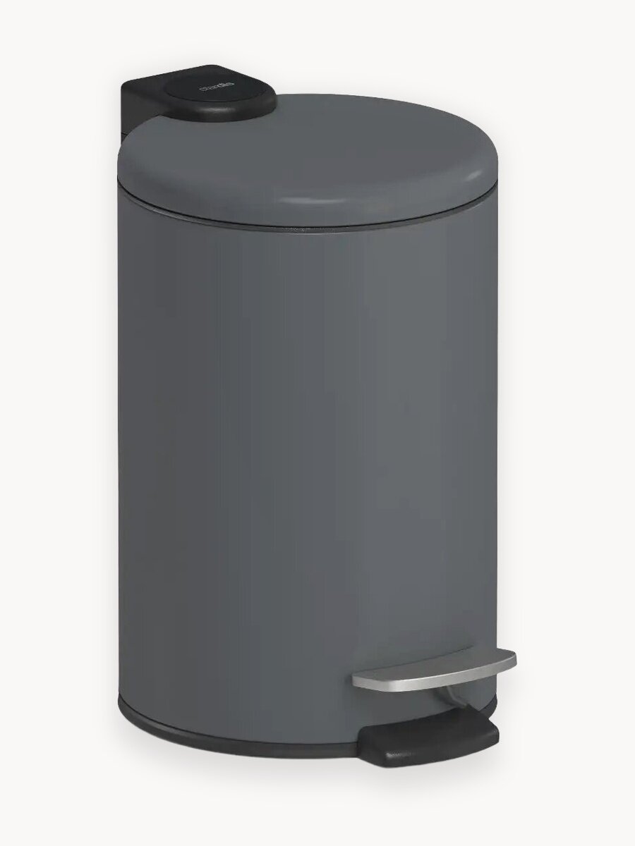 Мусорное ведро для туалета с педалью 3 л, серое, нержавеющая сталь