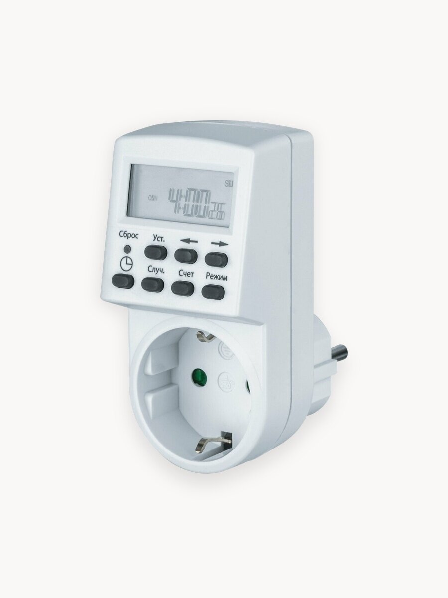 Розеточный таймер Navigator 61 555 NTR-E-S01-WH, недельный с дисплеем