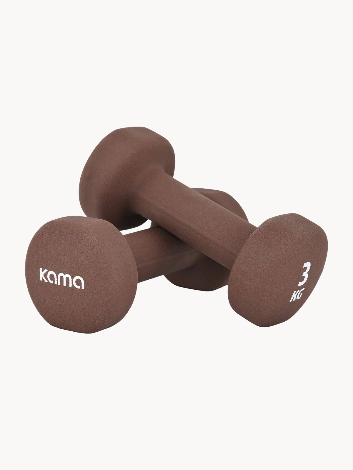 Гантели Kama, гексагональные, с неопреновым покрытием, 3 кг, кофейные, 2 шт