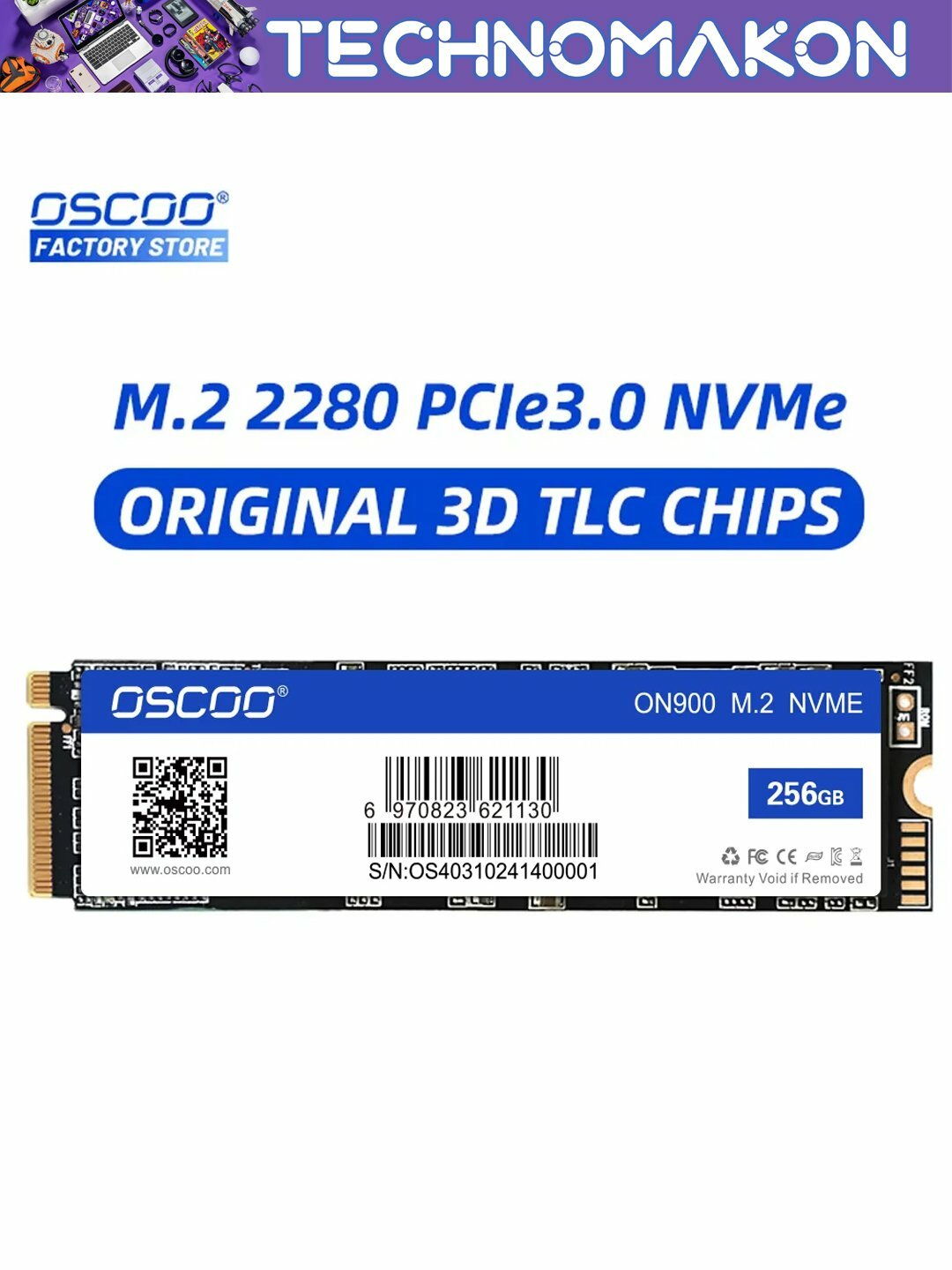 Твердотельный диск Oscoo SSD M2 3500Мб/с 128, SSD жесткий диск M.2 SATA — фото 1