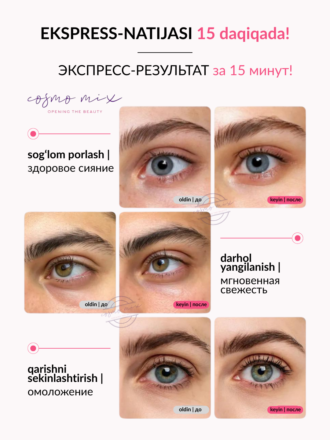 Гидрогелевые патчи для глаз MIXIT Hyaluronic hydrogel eye patches, 60 шт — фото 1