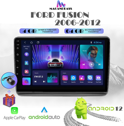 Магнитола для Ford Fusion (2006-2012), Android 12, 4/64 GB, Bluetooth, WiFi, CarPlay, GPS, поддержка кнопок на руле