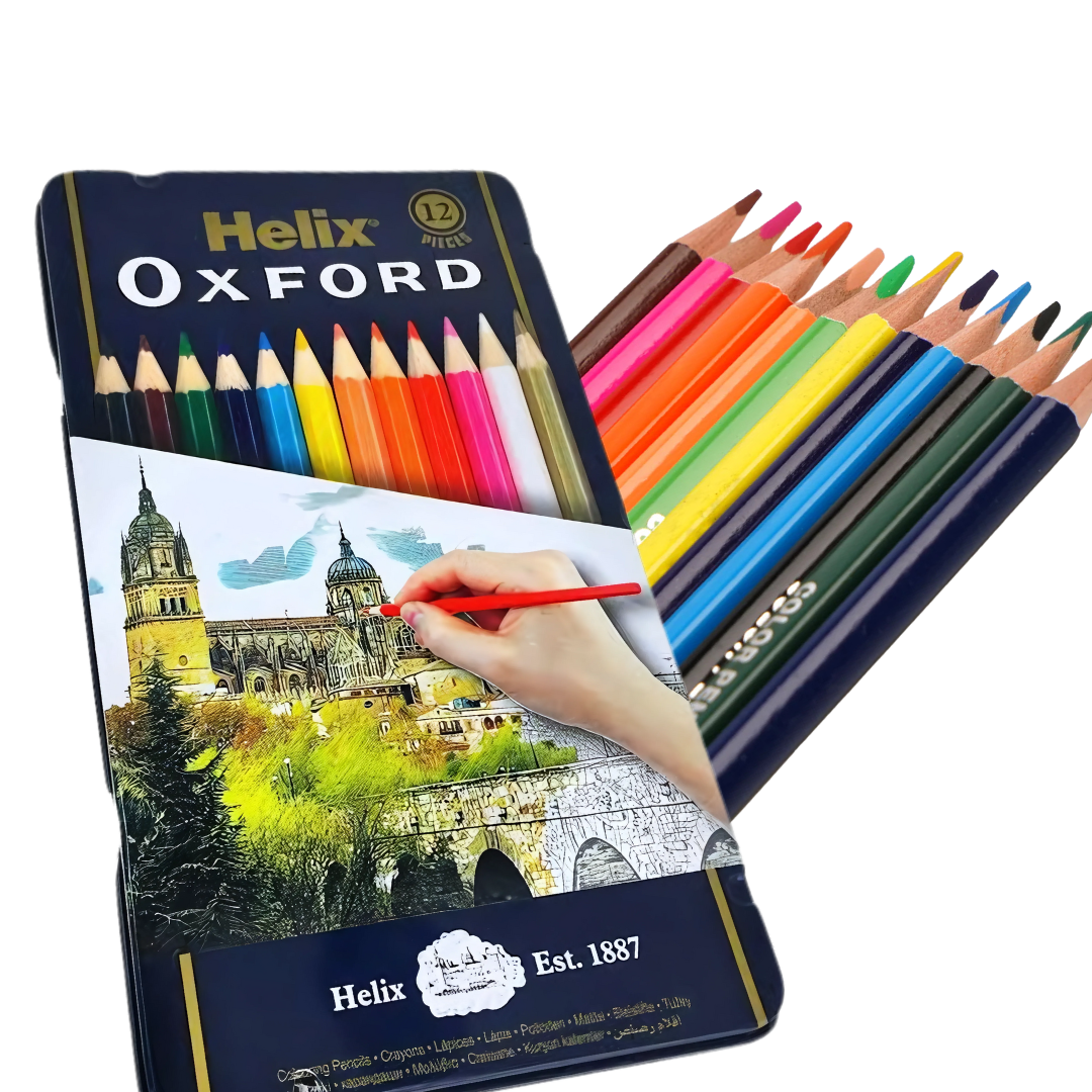 Цветные карандаши Helix "Oxford", шестигранные, 12 ярких цветов