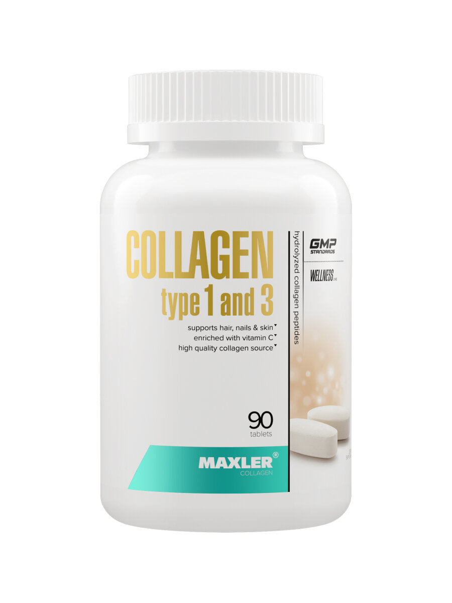 Гидролизованный коллаген тип 1 и 3 + Витамин С Maxler Collagen type 1 and 3, 90 таблеток
