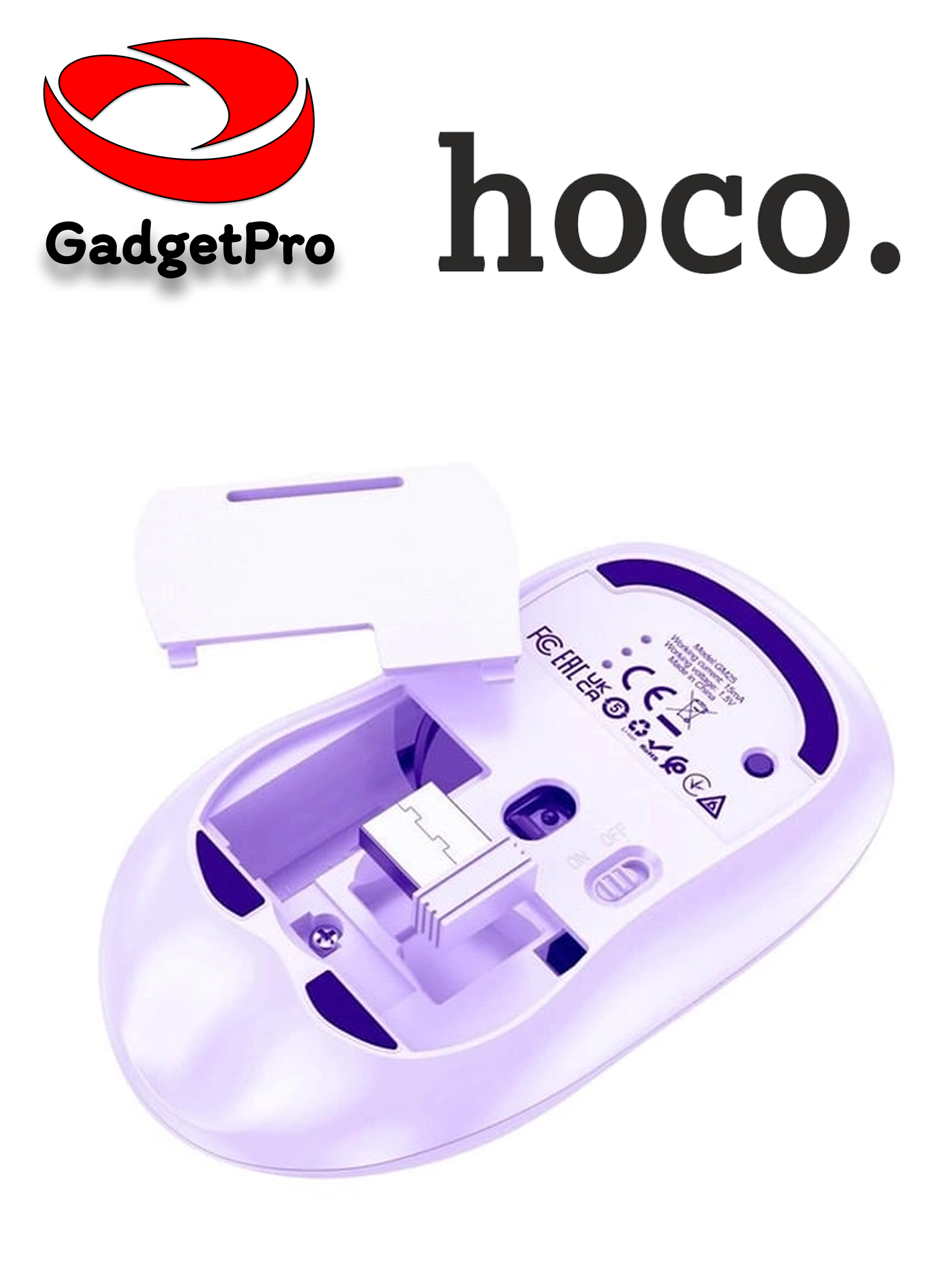 Беспроводная компьютерная мышь Hoco GM25 Royal, двухрежимная 2.4G + Bluetooth 3.0/5.2, 800–1600 DPI, 4 кнопок Фиолетовый — фото 1