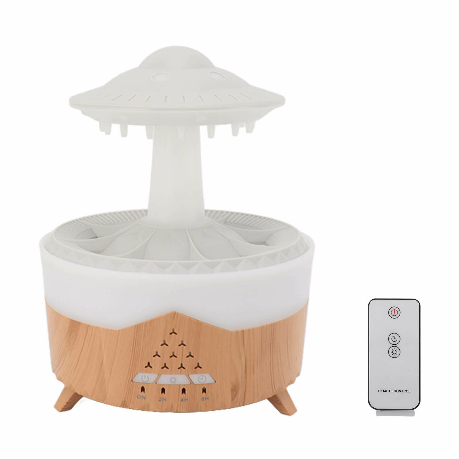 Увлажнитель воздуха UFO Raindrop с цветной подсветкой, пультом дистанционного управления, таймером и ароматом, 100–240 В, под дерево, вилка ЕС