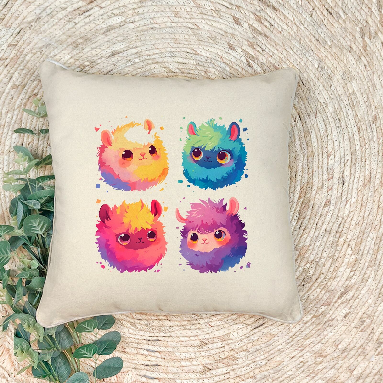 Наволочка для декоративной подушки "Чеьыре миленьких альпаки", 41*41 см, эко-ткань хлопок/полиэфир, 1 шт.