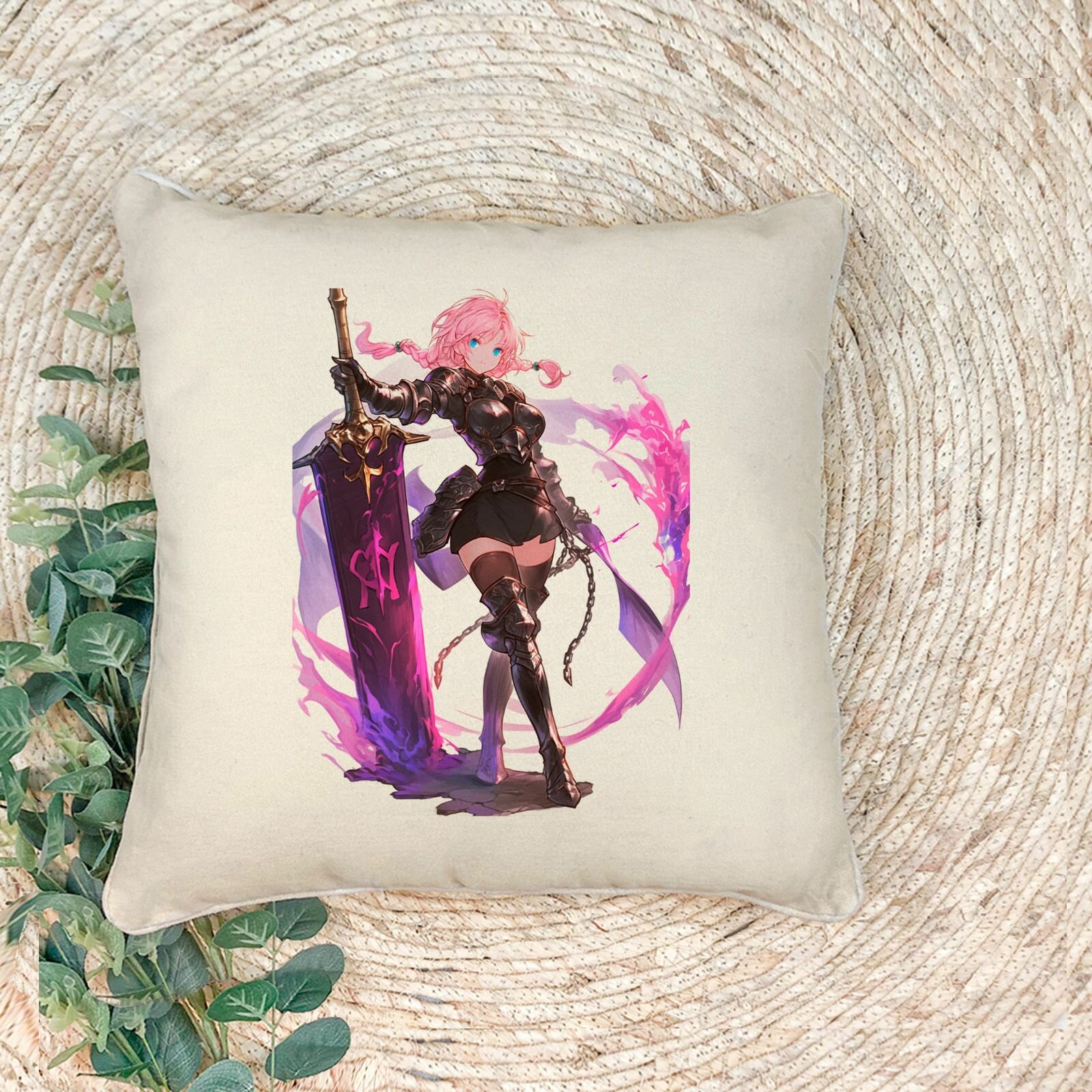 Наволочка для декоративной подушки "Девушка-рыцарь", 41*41 см