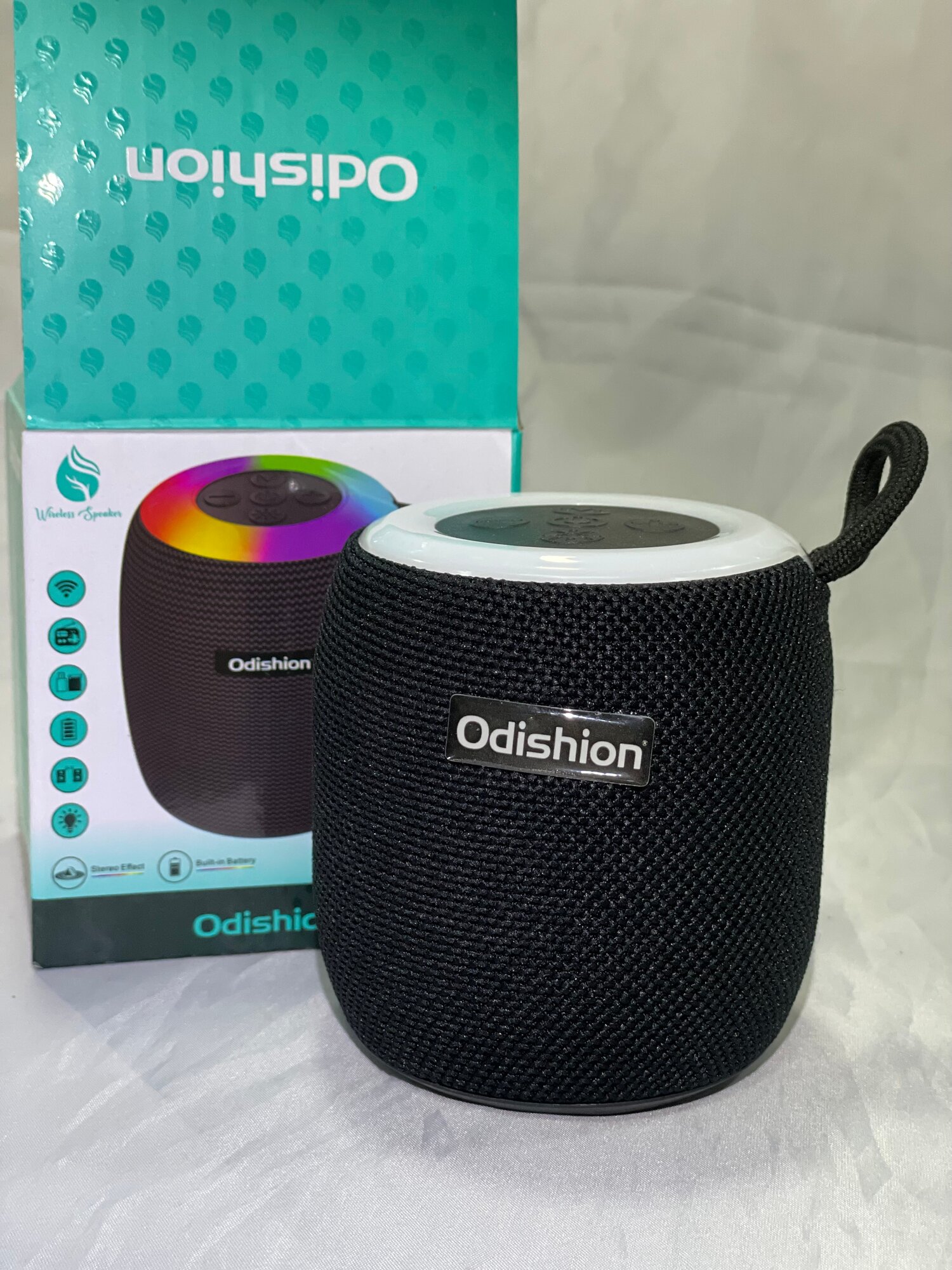 Mini мощная колонка Odishion, стерео эффект, RGB свето-мюзик LED
