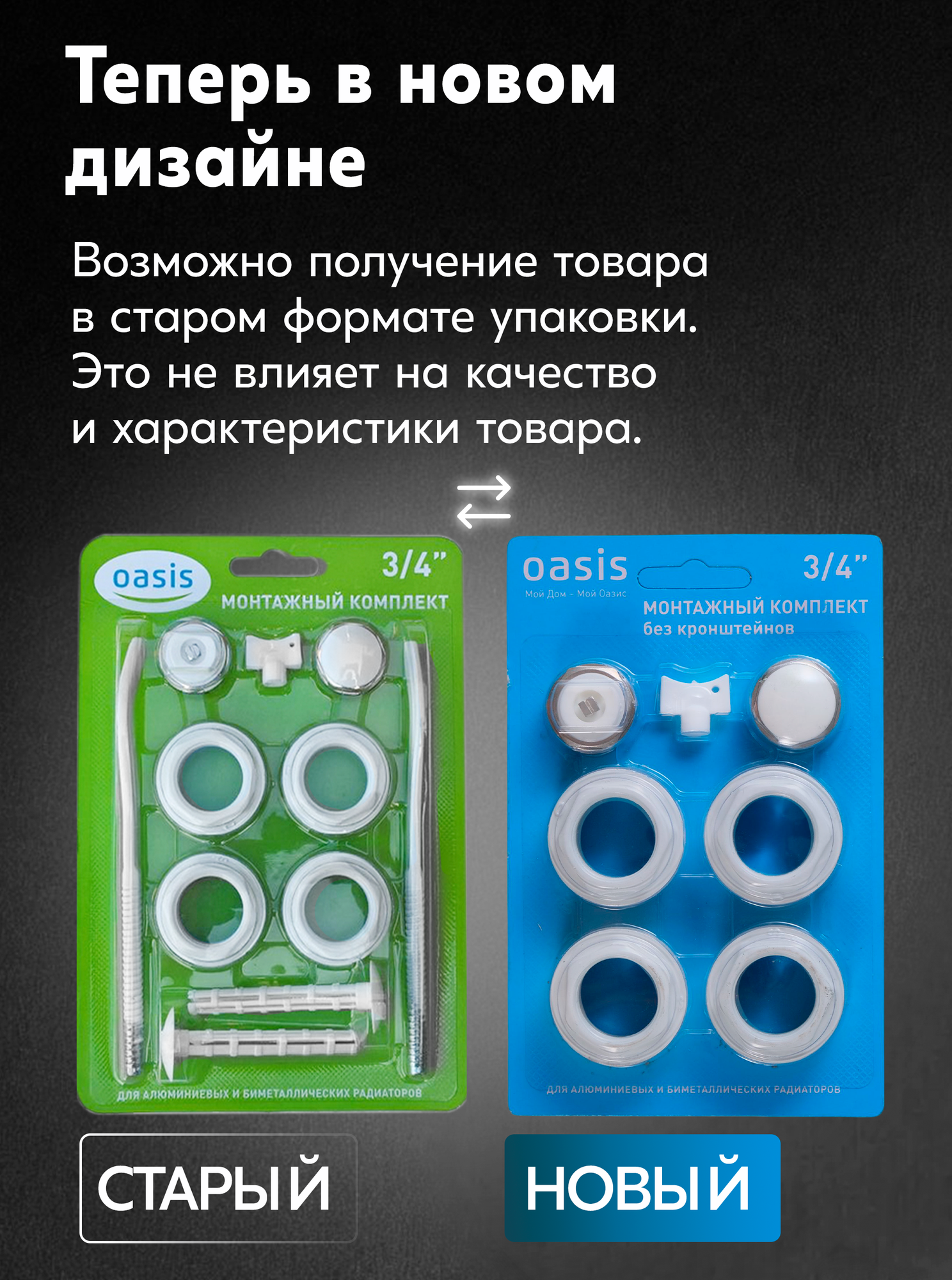 Монтажный комплект для радиатора 3/4"дюйма 7 предметов — фото 1