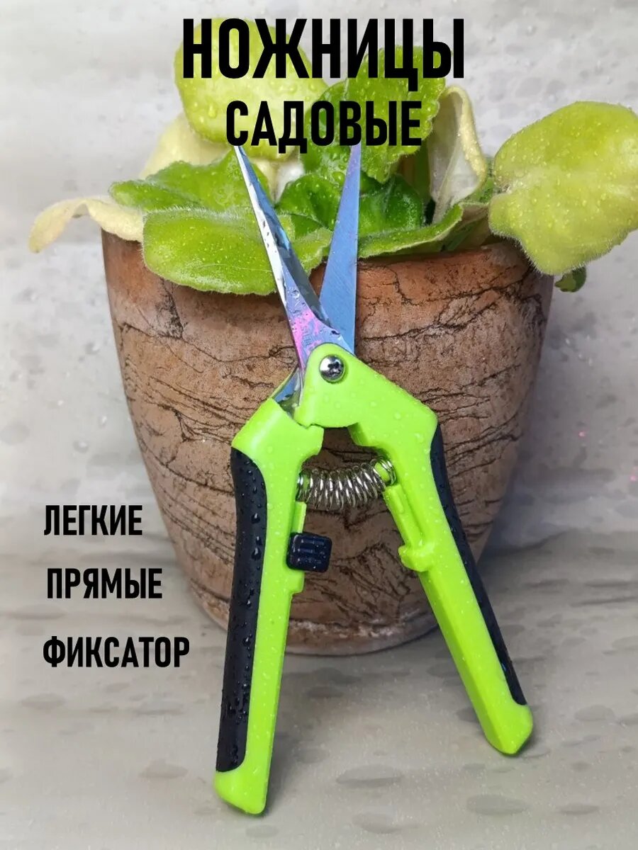 Ножницы садовые для цветов и овощей из нержавеющей стали с прямыми острыми и тонкими лезвиями с фиксатором