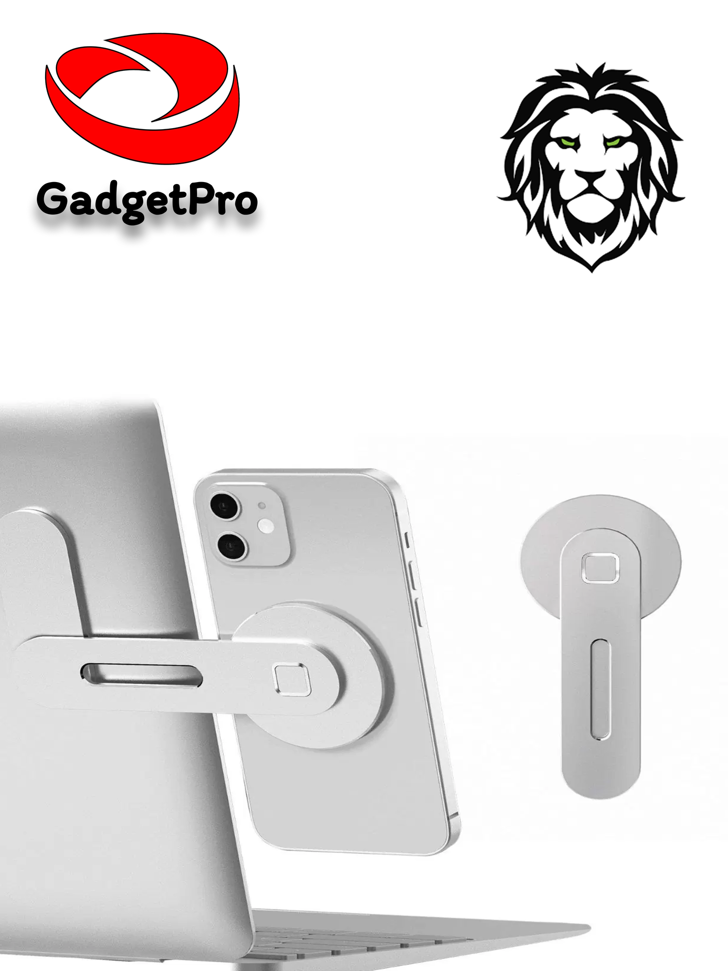Регулируемый магнитный держатель для телефона Green Lion MagSafe, серебристый, быстрая беспроводная зарядка