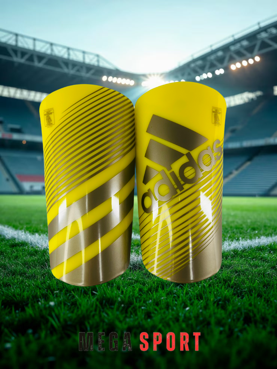 Щитки футбольные, защита голени, ударопрочный пластик, XS/S/M/L, желтые — фото 1