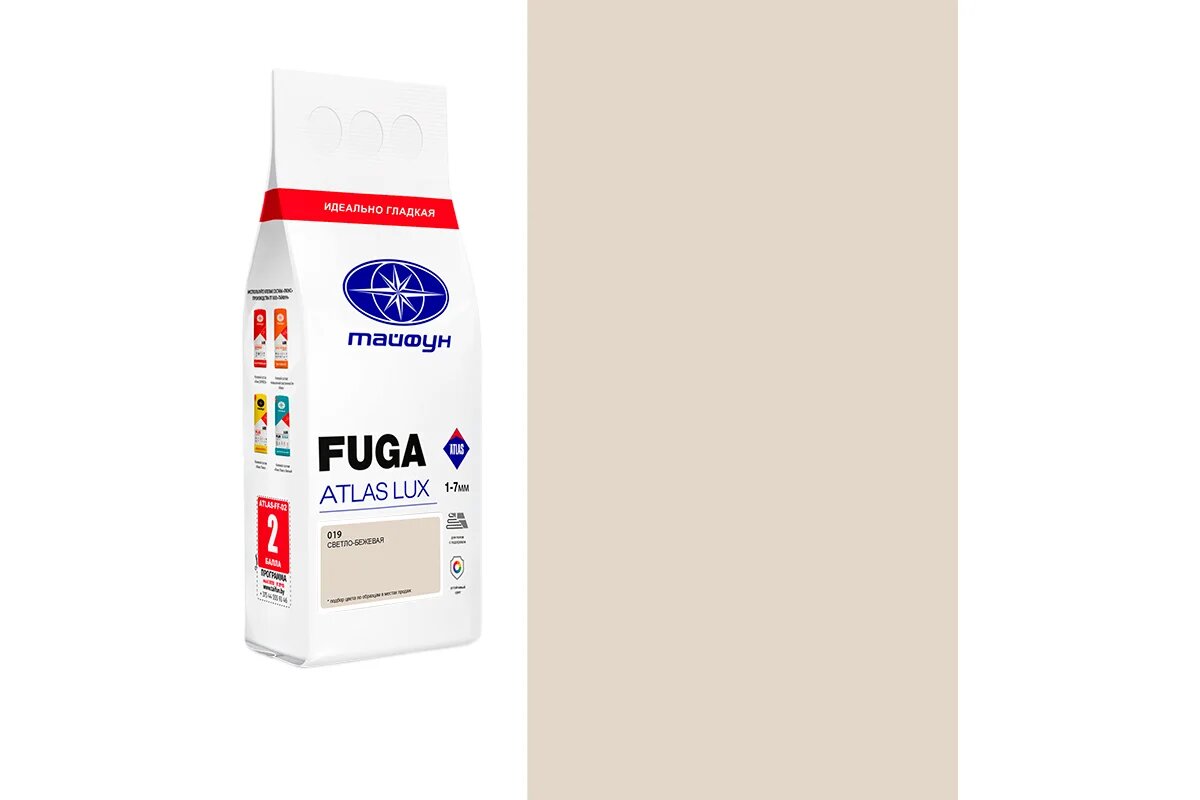 Тайфун Затирка цементная Fuga ATLAS LUX № 019 цвет светло-бежевый меш. 2 кг. 019-2-lux