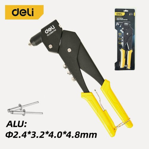 Изображение товара Ручной заклепочник поворотный 260мм Deli DL236911W (поворот 0-360 град, диаметр 2,4/ 3,2/ 4,0/ 4,8 мм)