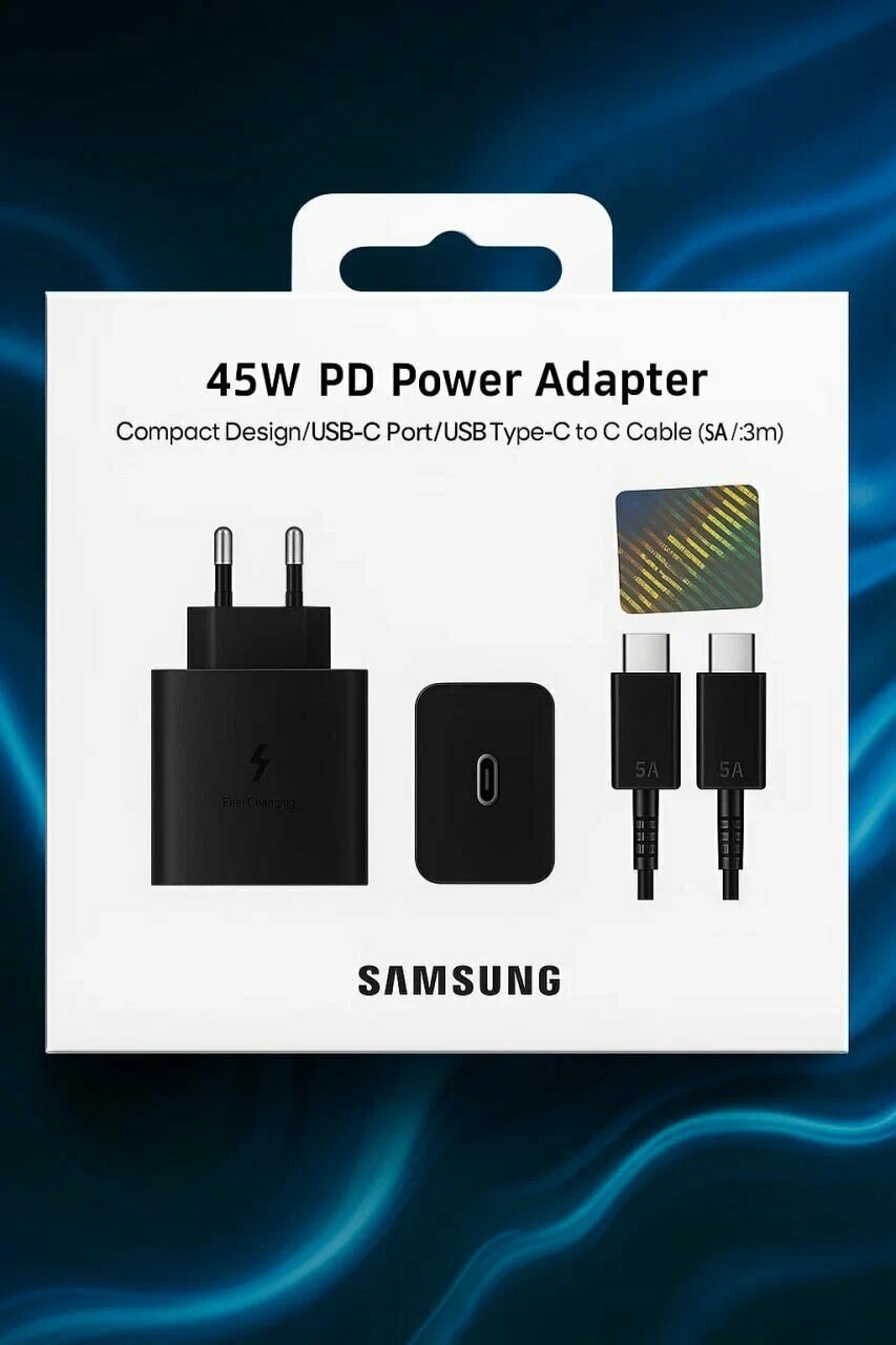 Зарядное устройство Samsung 45 Вт, кабель Type-C, быстрое зарядное устройство — фото 1