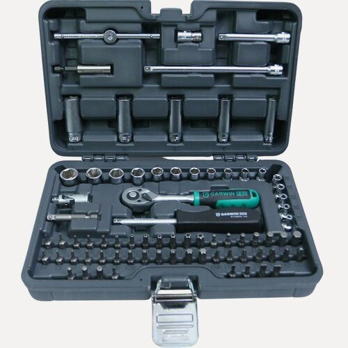 Изображение товара GARWIN PRO 642176 Набор торцевых головок 1/4" 6-ти гранных 76 предметов, 5-14 мм