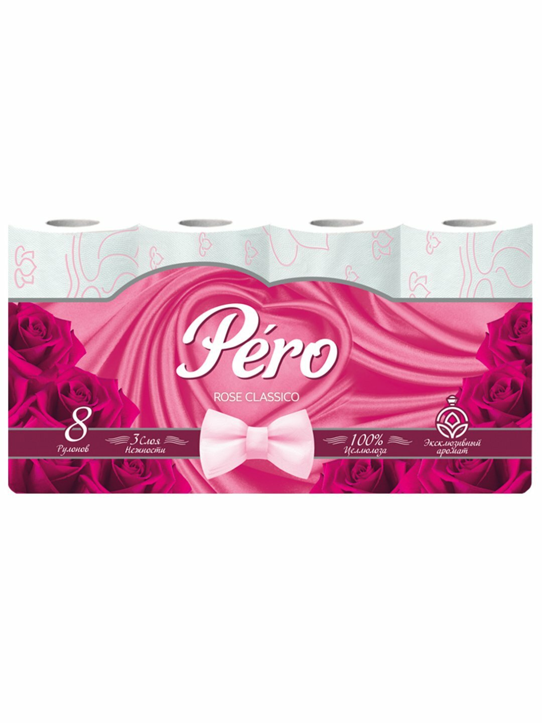 Туалетная бумага PERO "ROSE", ароматизированная, 3-слойная, 8 рулонов