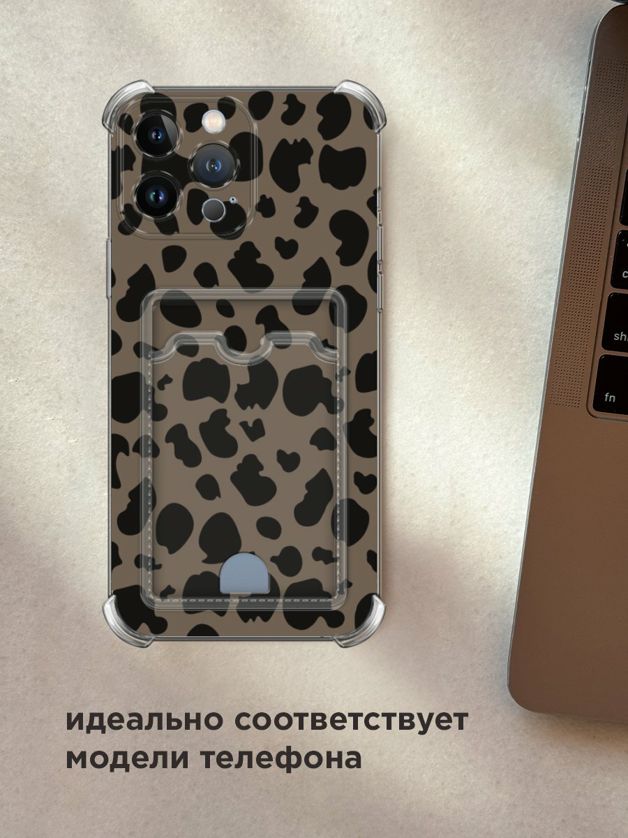 Чехол на Apple iPhone 13 Pro Max (Айфон 13 Про Макс) с картой и принтом "Леопард минималистичный 1" — фото 1