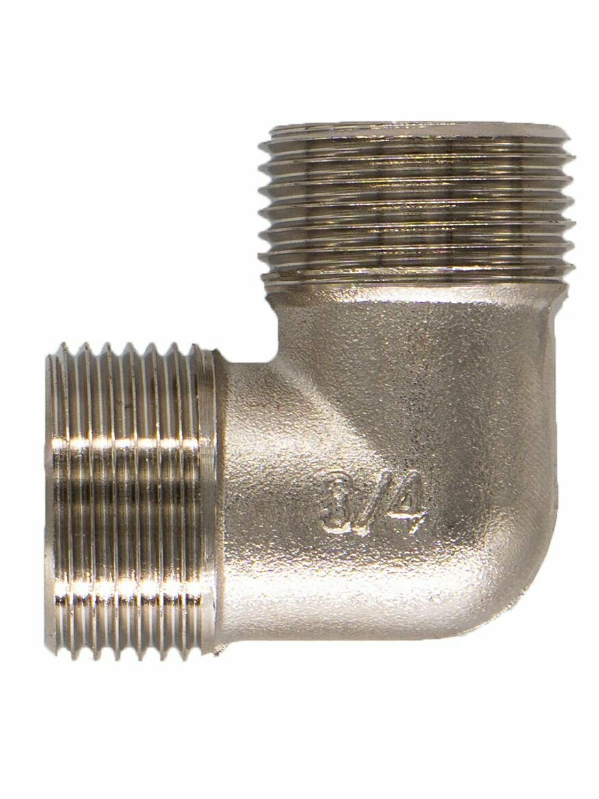 Уголок латунный CRLM0012, никелированный, соединение под углом 90°, 1/2", 25 мм — фото 1