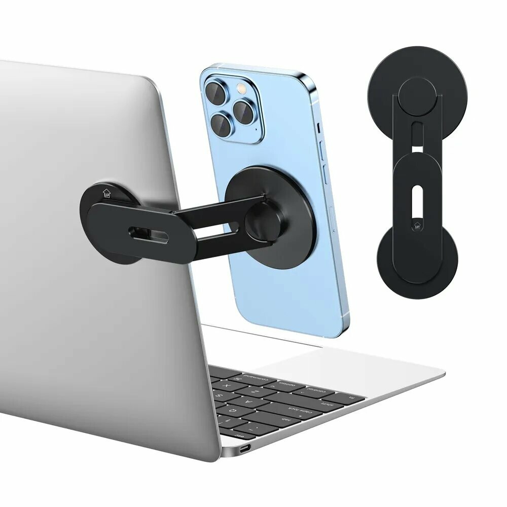 Магнитный холдер MagSafe для ноутбука и мониторов компьютера, подставка для телефонов со 180 регулируемой стороной, совместимый с iPhone 16/15/14/13/12 и всеми моделями телефонов Tesla