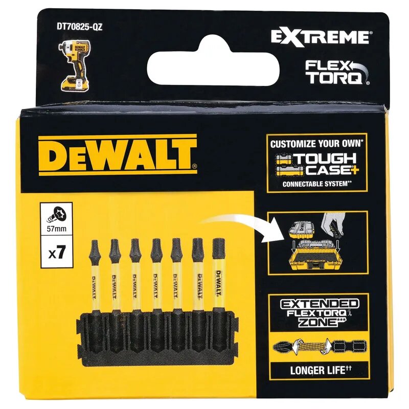 Набор бит DeWALT FLEXTORQ TX 57мм 7шт. DT70825-QZ — фото 1